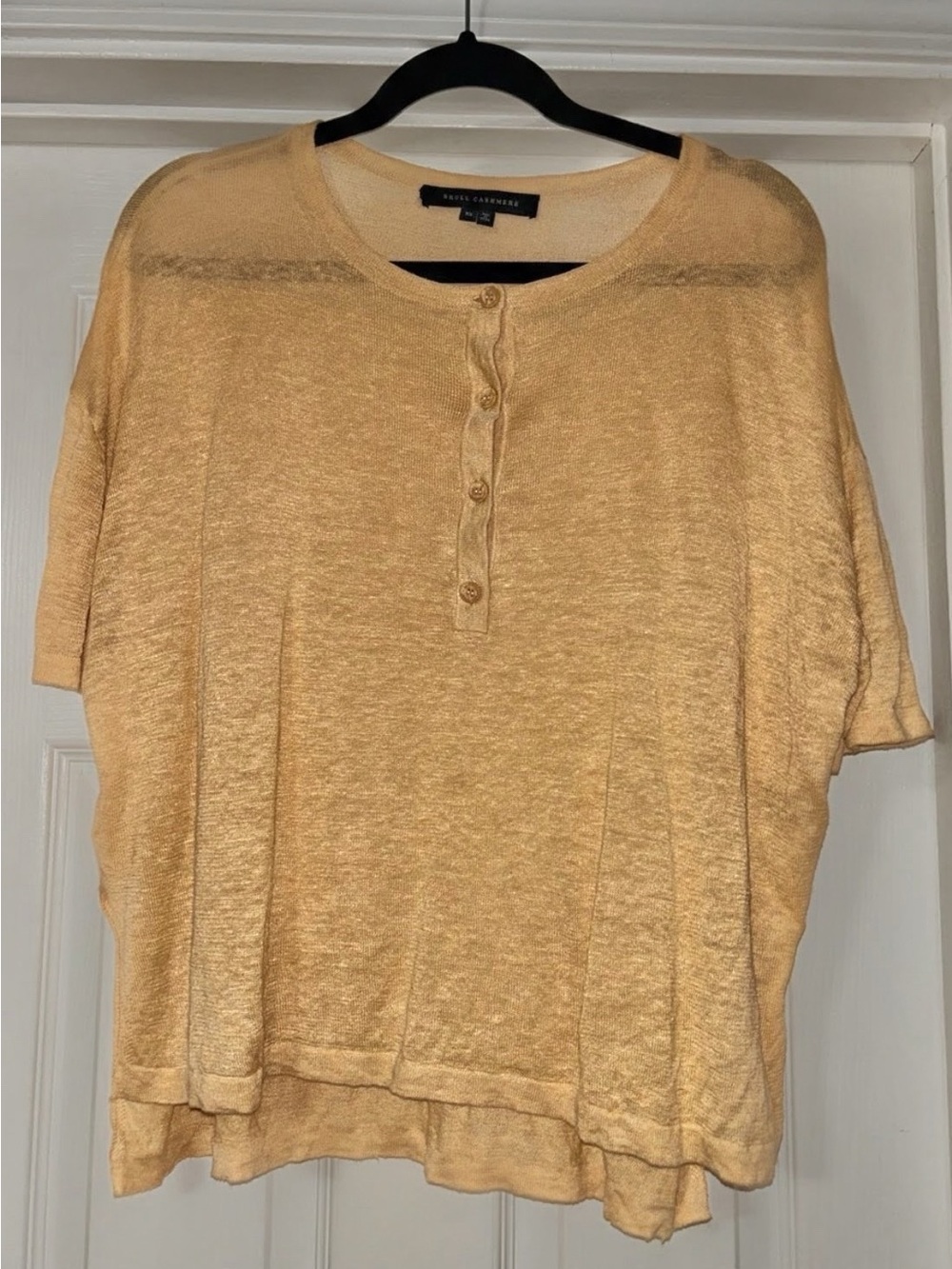 Skull Cashmere Women’s Beige Penelope Boxy Henley Linen Shirt Size XS